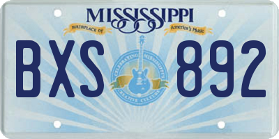 MS license plate BXS892