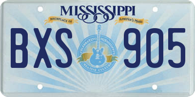 MS license plate BXS905