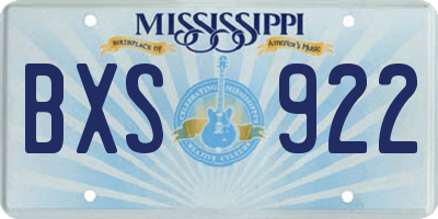 MS license plate BXS922