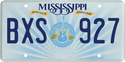MS license plate BXS927