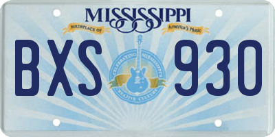 MS license plate BXS930