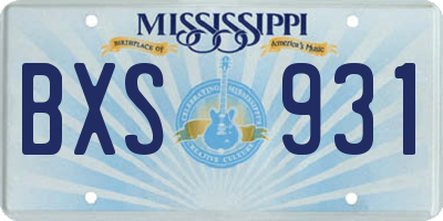 MS license plate BXS931
