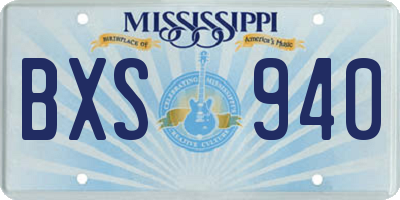 MS license plate BXS940