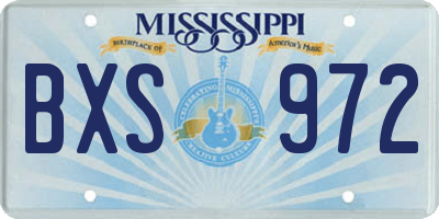 MS license plate BXS972