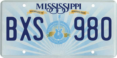 MS license plate BXS980