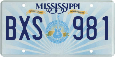 MS license plate BXS981
