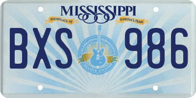 MS license plate BXS986