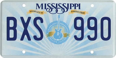 MS license plate BXS990