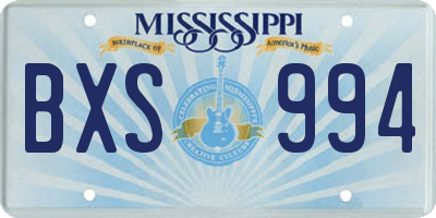 MS license plate BXS994