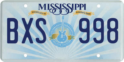 MS license plate BXS998