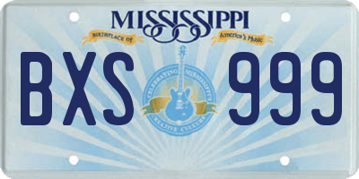 MS license plate BXS999