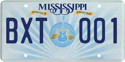 MS license plate BXT001