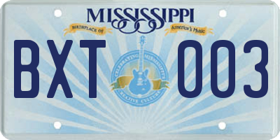 MS license plate BXT003