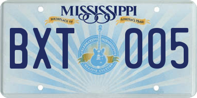 MS license plate BXT005