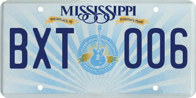 MS license plate BXT006