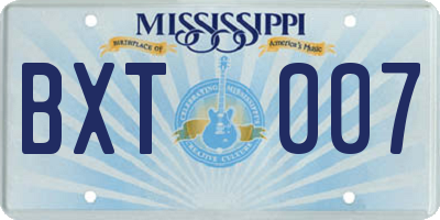 MS license plate BXT007