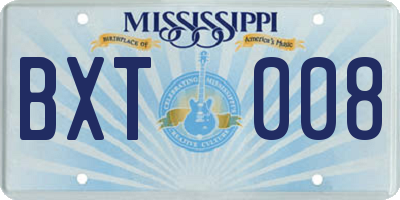 MS license plate BXT008