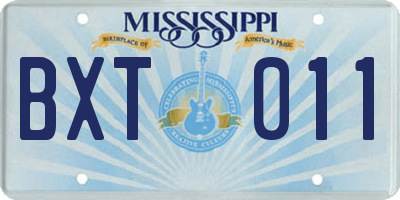 MS license plate BXT011