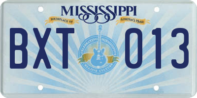 MS license plate BXT013