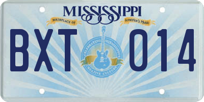 MS license plate BXT014