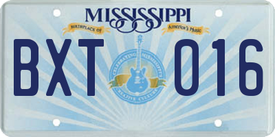 MS license plate BXT016