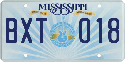 MS license plate BXT018