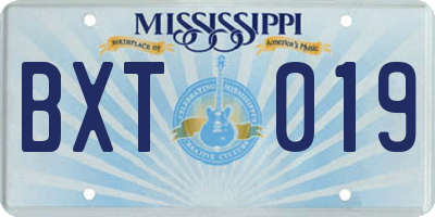 MS license plate BXT019