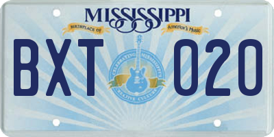MS license plate BXT020