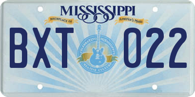 MS license plate BXT022