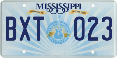 MS license plate BXT023