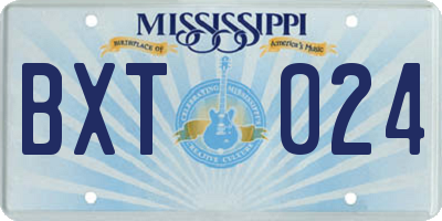 MS license plate BXT024