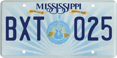 MS license plate BXT025