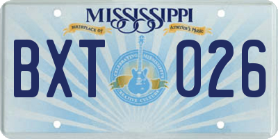 MS license plate BXT026