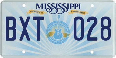 MS license plate BXT028