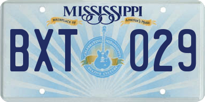 MS license plate BXT029