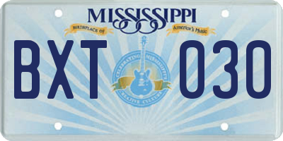 MS license plate BXT030