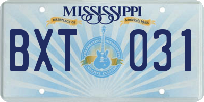 MS license plate BXT031
