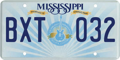 MS license plate BXT032