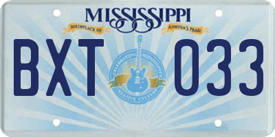 MS license plate BXT033