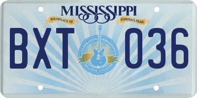 MS license plate BXT036