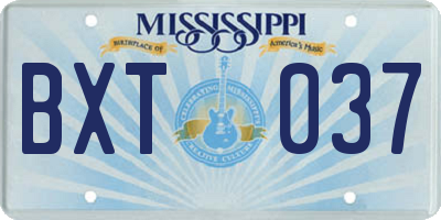 MS license plate BXT037