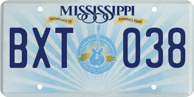 MS license plate BXT038