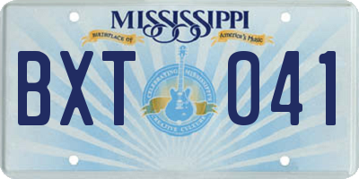 MS license plate BXT041