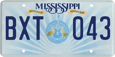 MS license plate BXT043