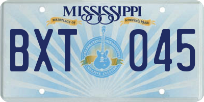 MS license plate BXT045