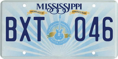 MS license plate BXT046
