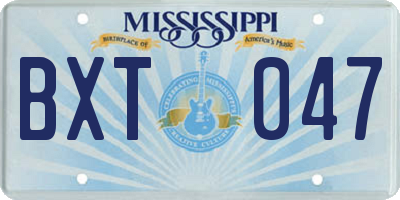 MS license plate BXT047