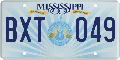 MS license plate BXT049
