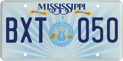 MS license plate BXT050