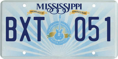 MS license plate BXT051